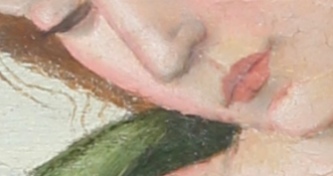 Damaged Madonna and Child detail after retouching